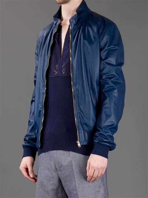 blue leather gucci jacket|vintage gucci leather jacket men's.